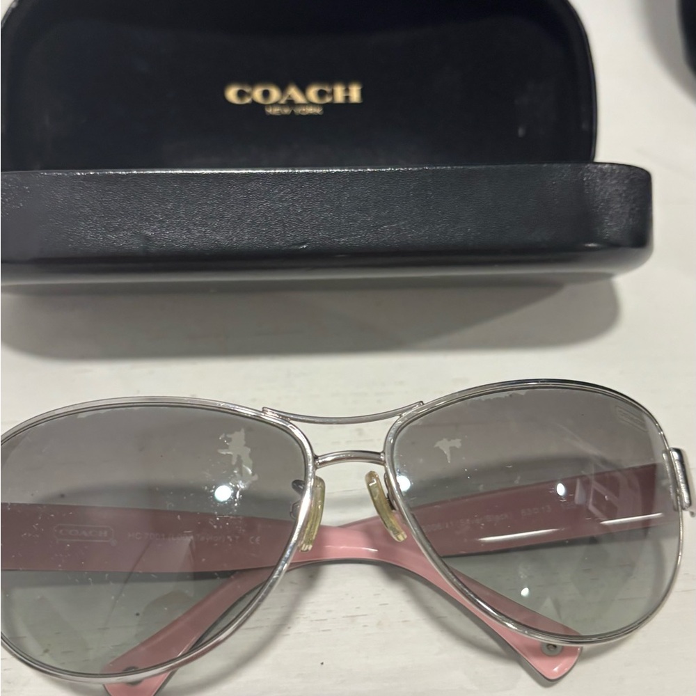 Coach Pink and Silver Aviator Sunglasses